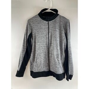 Made for Life Sweatshirt Men's Size Large Gray Black Full Zip Mock Neck Pockets